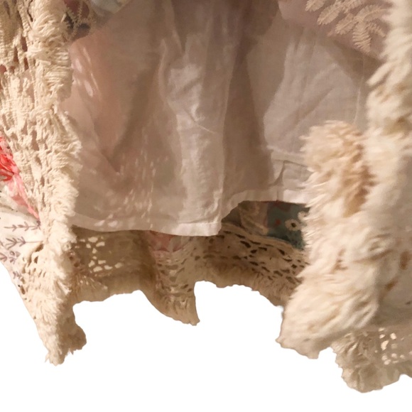 Jade Melody Tan embroidered-eyelet floral print fringed blouse with tass… - Picture 5 of 8